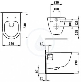 LAUFEN Pro Závesné WC, 530 mm x 360 mm, rimless, s LCC, biela H8209644000001