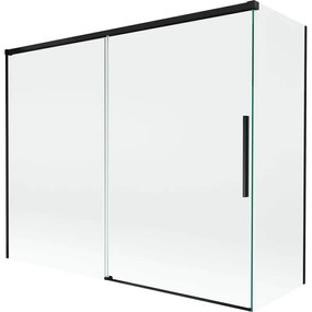 Mexen Rox, 2-krídlová posuvná vaňová zástena 190 + 90 x 150 cm, 8mm číre sklo, čierny matný profil, 8C9-190-090-70-00