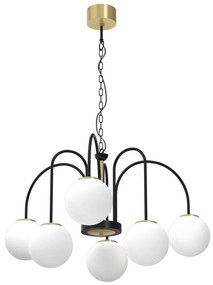 Luster na reťazi CAMBRIDGE 6xE14/60W/230V čierna/mosadz