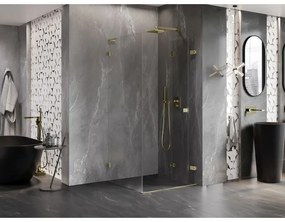 Mexen Lunar-F L, sklápací sprchový kút pravý 80 x 80 cm, 8mm číre sklo, zlatý kartáčovaný - 836L-080-080-55-00-P