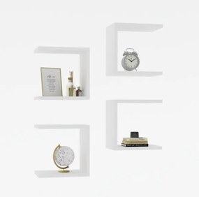 SADA 4x Nástenná polica BASE 30x30 cm biela