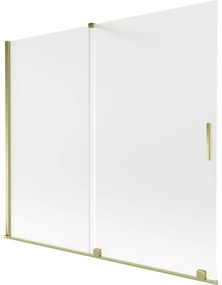 Mexen Velar, 2-krídlová posuvná vaňová zástena 180 x 150 cm, 8mm sklo námraza, zlatá lesklá, 896-180-000-31-50