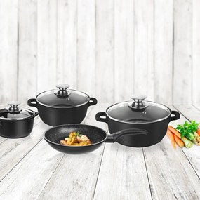 4-dielna súprava riadu s 3 sklenenými pokrievkami Orion Grande