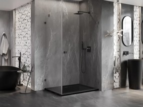 Mexen Lunar-B, pravostranný výklopný sprchový kút 90 x 70 cm, 8mm číre sklo, profil grafit brúsený, 832-090-070-66-00-P