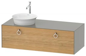 DURAVIT White Tulip závesná skrinka pod umývadlo na dosku vľavo, 1 zásuvka, 1300 x 550 x 408 mm, dub prírodný masív/kameňovo šedá matná, WT4982LH592