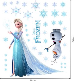Samolepka na stenu "Elsa a Olaf" 60x70 cm