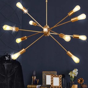 Searchlight 29010-10GO - Luster na tyči ALPHA 10xE27/60W/230v zlatá