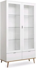 Vysoká vitrína Göteborg, biela / dub sonoma