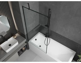 Mexen Next, vaňová zástena 1-krídlová 90 x 150 cm, fixné krídlo, 6 mm číre sklo s čiernym vzorom, čierny profil, 895-090-000-00-70-70