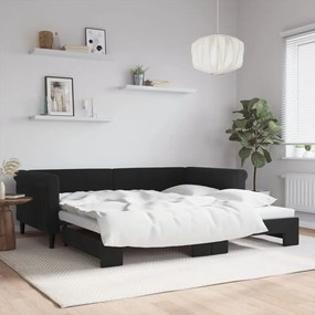 Denná posteľ s rozkladacou posteľou čierna 100x200 cm zamat 3197782