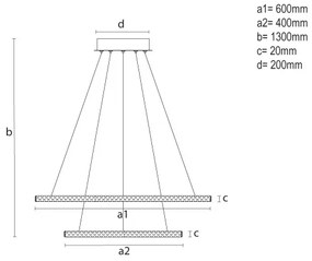 LED Stmievateľný luster na lanku LED/150W/230V 3000-6500K + diaľkové ovládanie