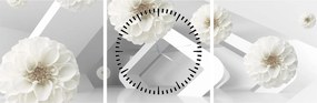 Abstraktný obraz s belostnými kvetmi (s hodinami) (90x30 cm)