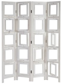 Paraván Shabby s fotorámikmi - 161 x 125 cm - Biela