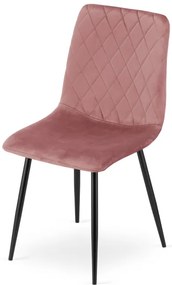 Set dvoch jedálenských stoličiek TURIN zamatový ružový (čierne nohy) 2 ks