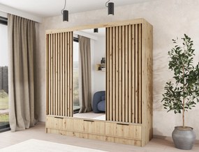Šatní skříň Voodi se zrcadlem 180 cm dub Artisan