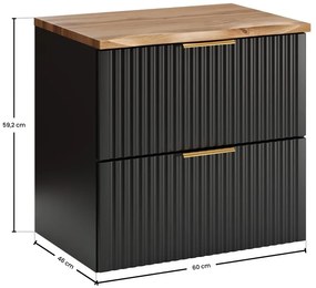 Závěsná skříňka Casad Nature s deskou 60 cm černá/dub wotan