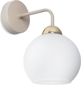 Nástenné svietidlo Eliza, 1x biele sklenené tienidlo, g/be