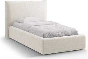 Krémová čalúnená jednolôžková posteľ s úložným priestorom s roštom 90x200 cm Kaelle – Micadoni