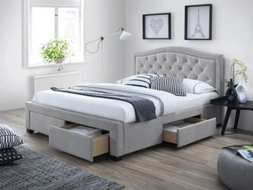 Sivá čalúnená postel ELECTRA 160 x 200 cm