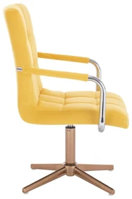LuxuryForm DESIGN Stolička VERONA VELUR na zlatom kríži - žltá