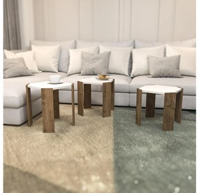 Set 3 konferenčných stolíkov Lorizolla (biela + orech). Vlastná spoľahlivá doprava až k Vám domov. 1106451