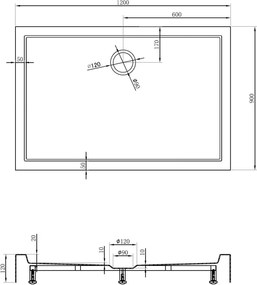 Mexen Flow+ obdĺžniková sprchová vanička 120 x 90 cm, čierna matná, 46R709012H