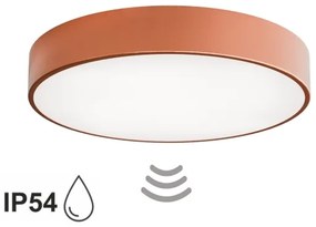 Kúpeľňové stropné svietidlo so senzorom CLEO 4xE27/24W/230V pr. 50cm IP54 medené