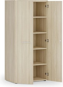 Kancelárska policová skriňa PRIMO WOOD s dverami, 800 x 500 x 1781 mm, dub prírodný