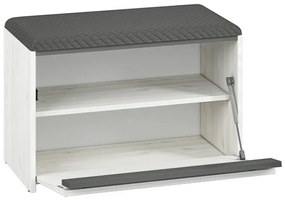 Policový sedací botník INGO - biela borovica / antracit / šedý