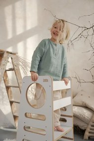 Montessori učiaca detská veža stredná biela