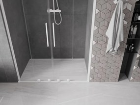Mexen Velar L Duo, posuvné sprchové dvere do otvoru 150 cm, 8mm číre sklo, biela matná, 871-150-003-02-20