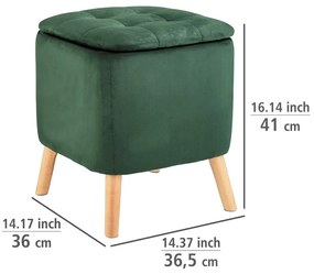 Zelený zamatový taburet - Wenko