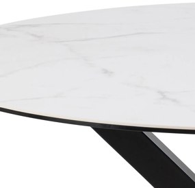 Jídelní kulatý stůl Heaven 120 cm bílý mramor/černý