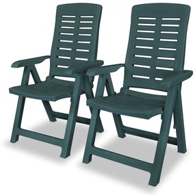 Sklápacie záhradné stoličky 2 ks, plast, zelené