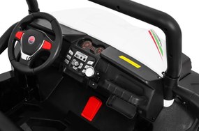 Ramiz Terénna bugina Strong pre deti biela + pohon 4x4 + diaľkové ovládanie + nosič batožiny + rádio MP3 + LED