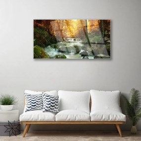 Skleneny obraz Vodopád príroda les jeseň 120x60 cm