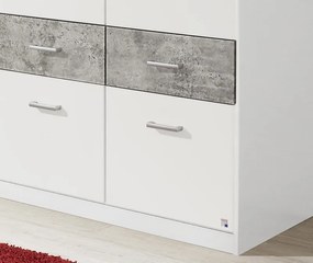 Šatníková skriňa Bremen, 91 cm, biela/šedý beton