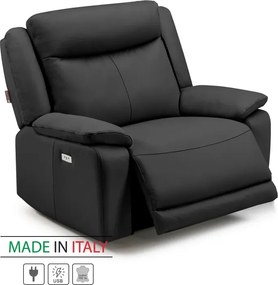 Kožené kreslo CONTINENTAL s elektrickou funkciou relax 1P, elektrické, čierna (nero 308)