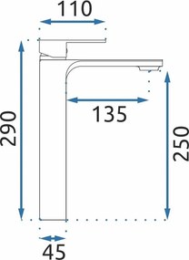 Rea Urban, vysoká umývadlová batéria h-290, čierna matná, REA-B9908