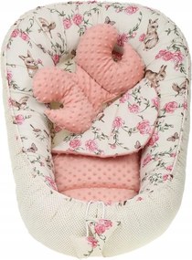 Obojstranné hniezdočko (kokon) pre bábätko - BABYMAM PREMIUM set 7v1 - Tajomná záhrada s marhuľovou minkou