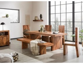 furniture-nabytek.cz - Masívny jedálenský set Cleveland z mangového dreva, lakovaný, hnedý – stôl 200 cm, 4 stoličky, lavica 190 cm