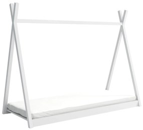 Detská domčeková Montessori típí posteľ z masívu borovice OLA - 200x90 cm - BIELA