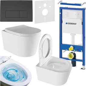 BPS-koupelny Podomietkový modul Geberit DuoFix s WC misou ELITE-WH-03 + ovládacie tlačidlo Delta 50 čierna mat