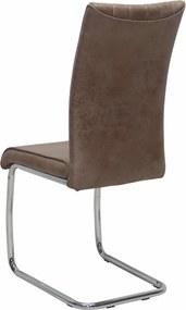 Jedálenská stolička Vertical, hnedá camel látka v optike lesklej kože