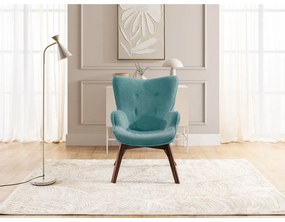 Tyrkysové menčestrové kreslo s podnožkou Niko – Ropez