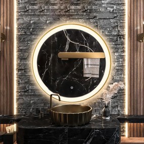 Dekorstudio Okrúhle LED zrkadlo so zlatým rámom 80cm MMJ