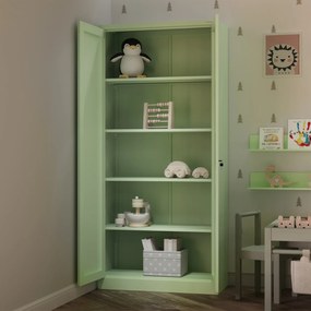 Dvojdverová kovová skriňa s policami JAN H, 900 x 1950 x 400 mm, Fresh Style: pastelovo zelená