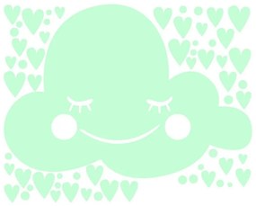 Svietiace samolepky na stenu Ambiance Hearts and Clouds