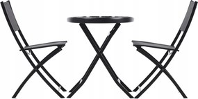 CH Skladací záhradný set nábytku s okrúhlym stolom - čierna