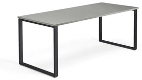 Kancelársky stôl QBUS, O-rám, 1800x800 mm, čierna, svetlošedá